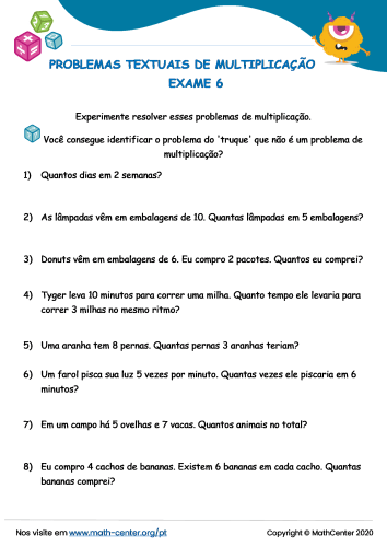 Terceiro Ano Questionários: Problemas de Multiplicação