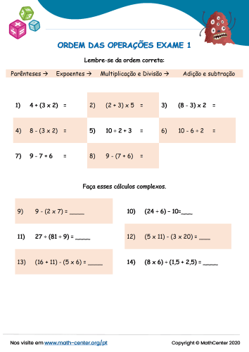 Quiz sobre as 4 operações!