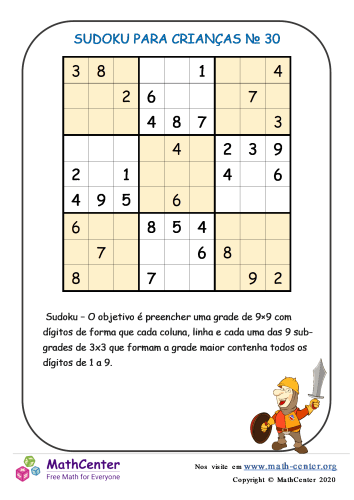 Sudoku Fácil Com Respostas Para Imprimir. Jogo Nº 10.