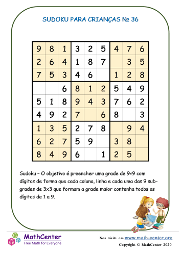 Jogo Sudoku Para Imprimir Com Respostas. Jogo Nº 49.