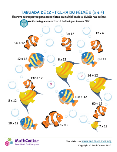 Tabuadas Multiplicação e Divisão worksheet