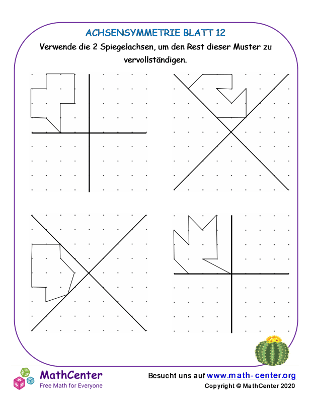 Vierte Klasse Arbeitsblätter: Symmetrie | Math Center