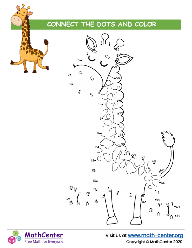 First Grade Coloring Activities: Connect The Dots | Math Center