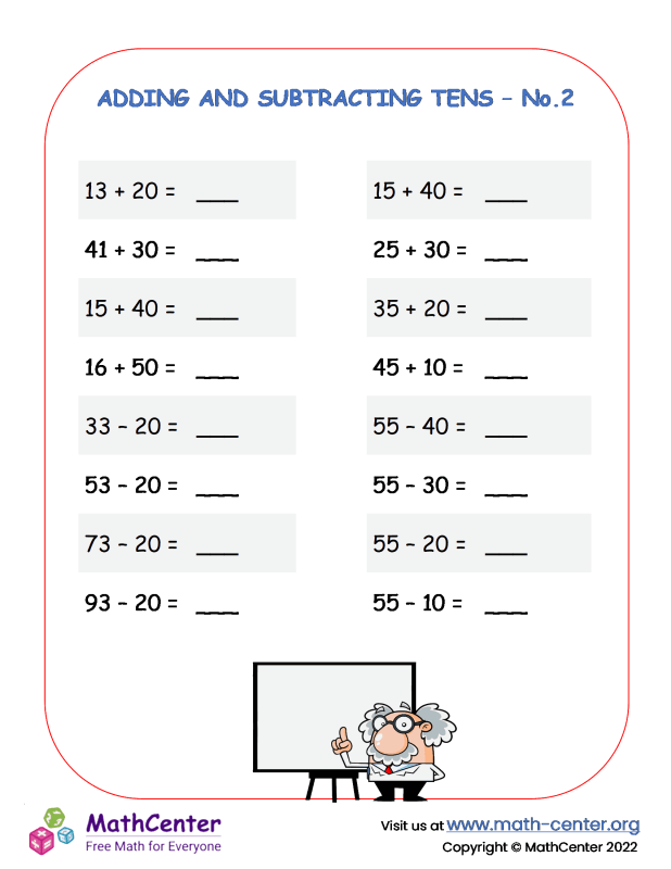 first-grade-worksheets-two-digit-mental-addition-math-center