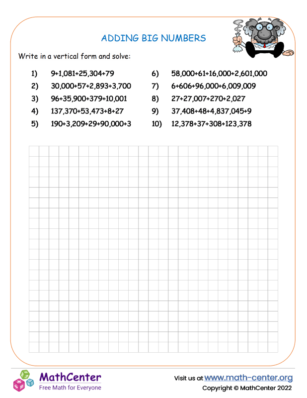 Fourth Grade Worksheets Multidigit Addition With Regrouping Math Center