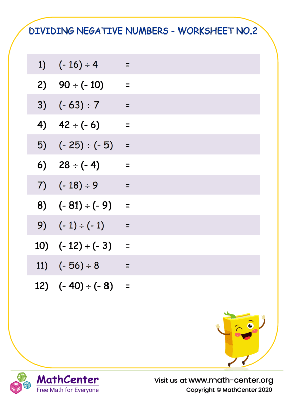 Fifth Grade Worksheets Mental Division Math Center