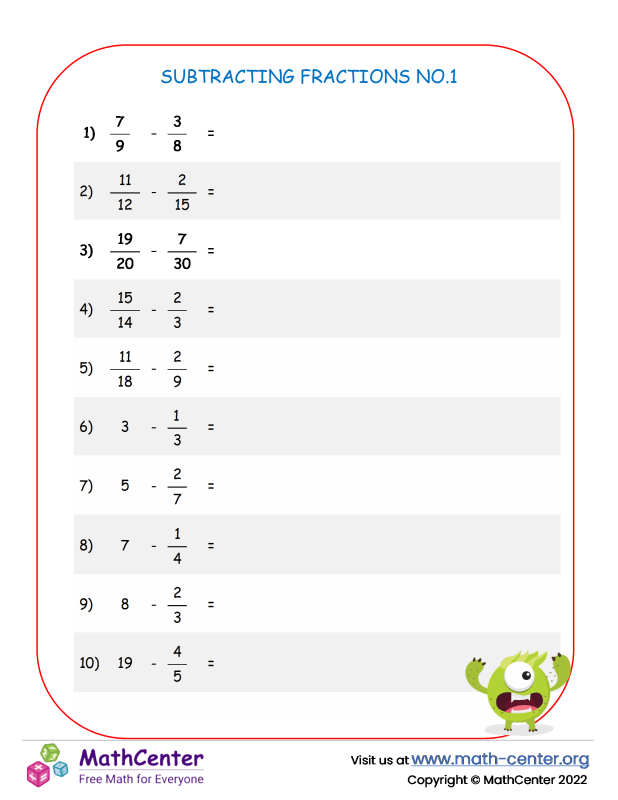 Fifth Grade Worksheets: Adding and Subtracting Improper Fractions