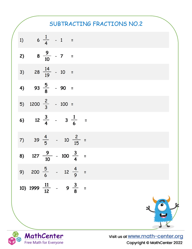 Fifth Grade Worksheets: Adding and Subtracting Improper Fractions