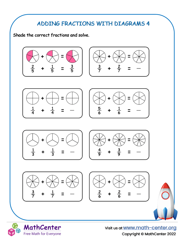 Third Grade Worksheets Adding Fractions Math Center