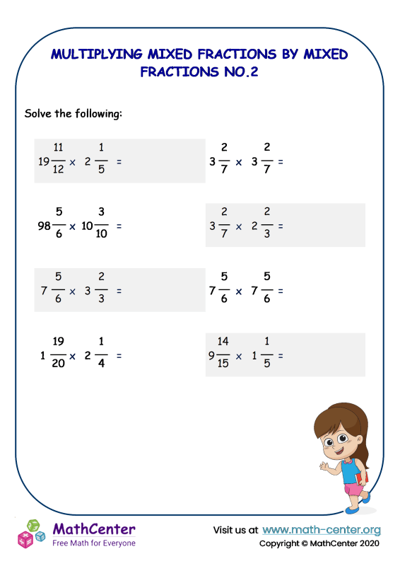 Fifth Grade Worksheets Multiplying Fractions Math Center 8996