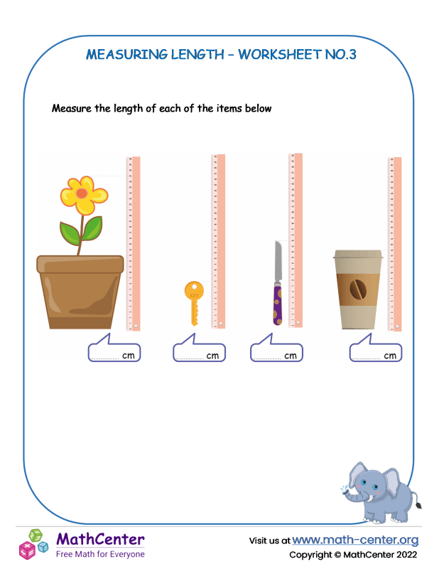 First Grade Worksheets Measuring Length Math Center