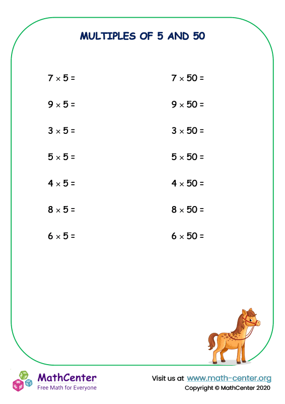 Fourth Grade Worksheets: Single digit Multiplication Math Center
