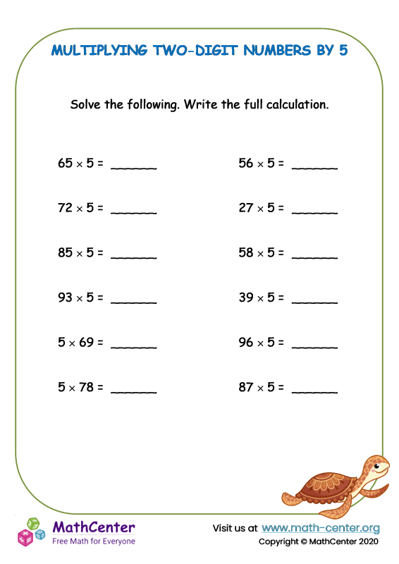 Fourth Grade Worksheets: Single digit Multiplication Math Center
