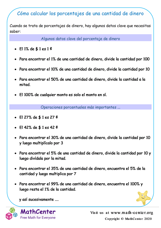 Quinto Grado Hojas De Aprendizaje Porcentajes Math Center 0454