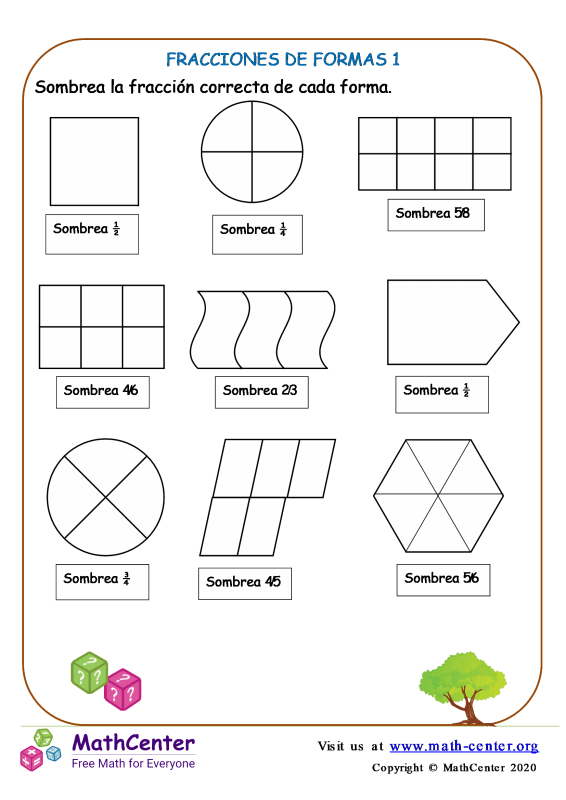 Tercer Grado Hojas De Trabajo Fracciones Como Parte Del Todo Math Center 2900