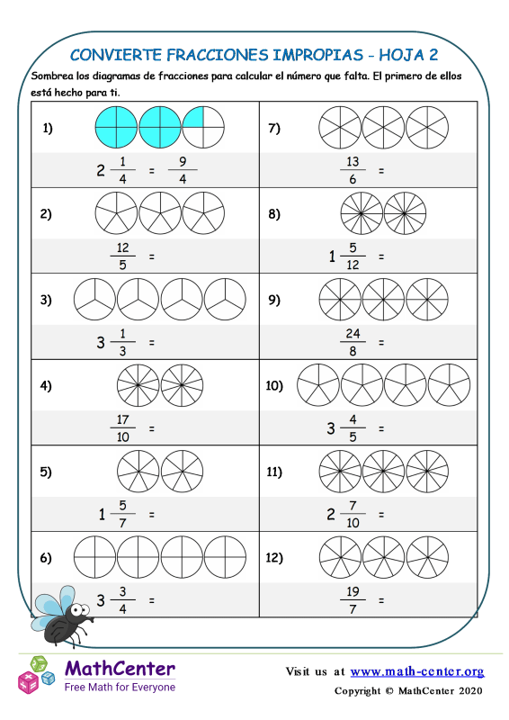 Cuarto Grado Hojas De Trabajo Fracciones Como Parte Del Todo Math Center 5457