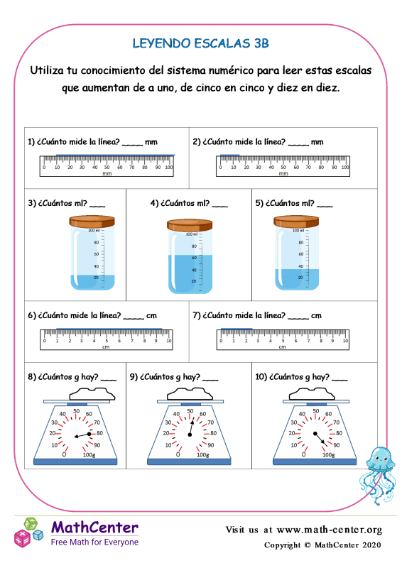 Tercer Grado Hojas De Trabajo Escalas De Medición Math Center