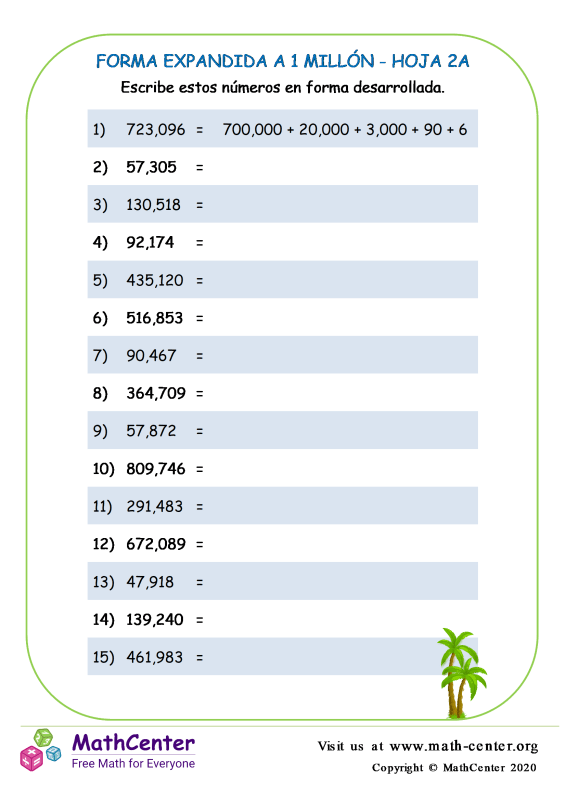 Quinto Grado Hojas De Trabajo Valor Posicional De Varias Cifras Math 