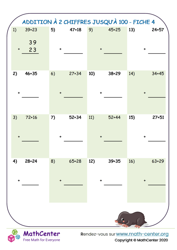 Ce1 Fiches De Travail Addition A Deux Chiffres Math Center Ce1 Fiches De Travail Addition A Deux Chiffres Math Center