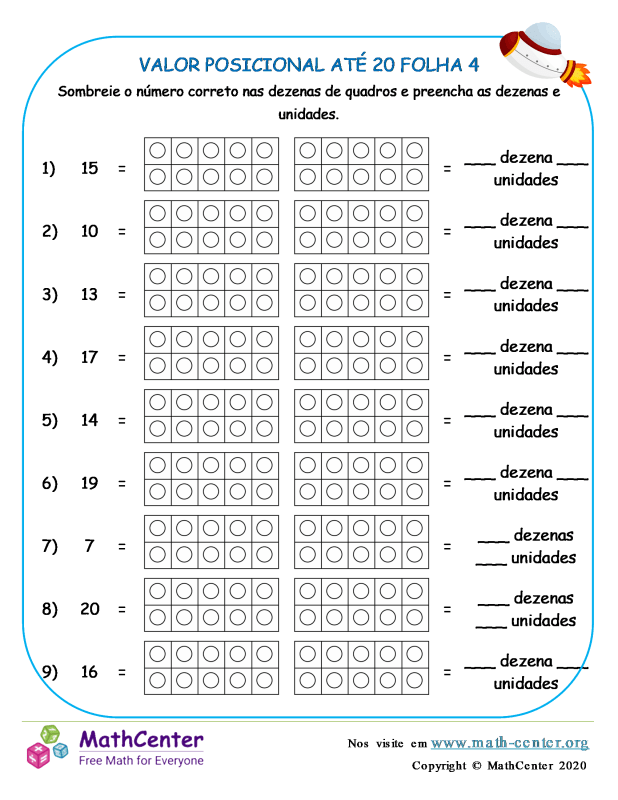 Primeiro Ano Planilhas: Valor Posicional De Dois Dígitos | Math Center