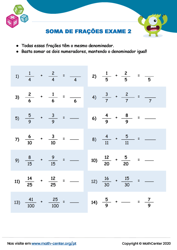 terceiro-ano-question-rios-adi-o-de-fra-es-com-denominadores-comuns-math-center