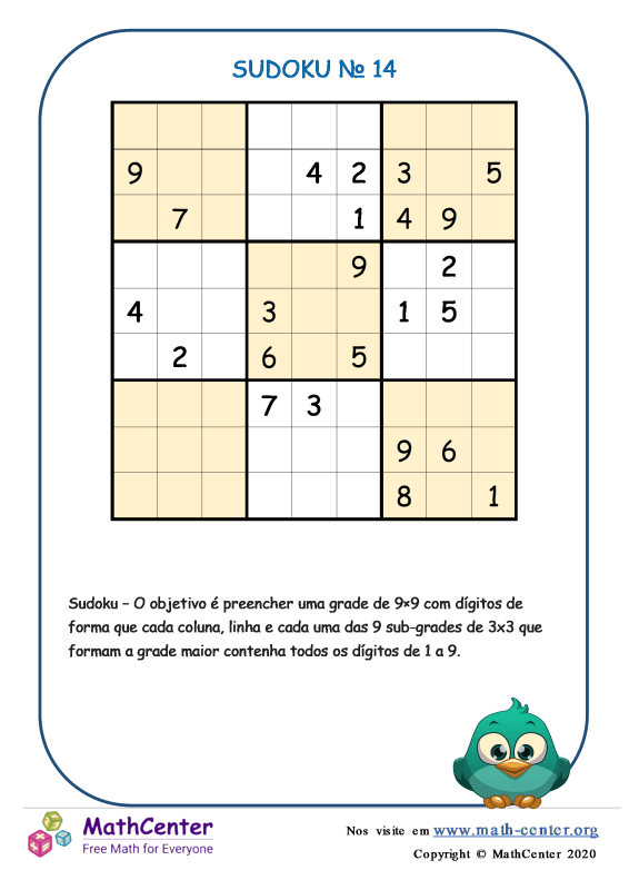 Jogo Sudoku Para Imprimir Com Respostas. Jogo Nº 451.