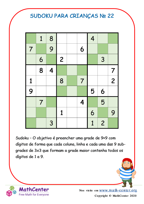 Sudoku Para Imprimir Com Respostas. Jogo Nº 1.