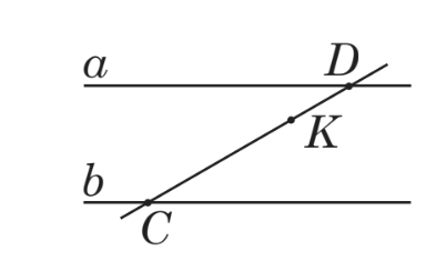 На рисунку зображено паралельні прямі a і b та січну cd