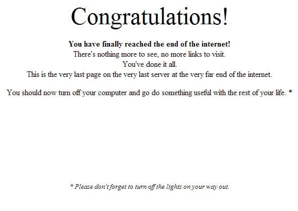 Last page of the internet