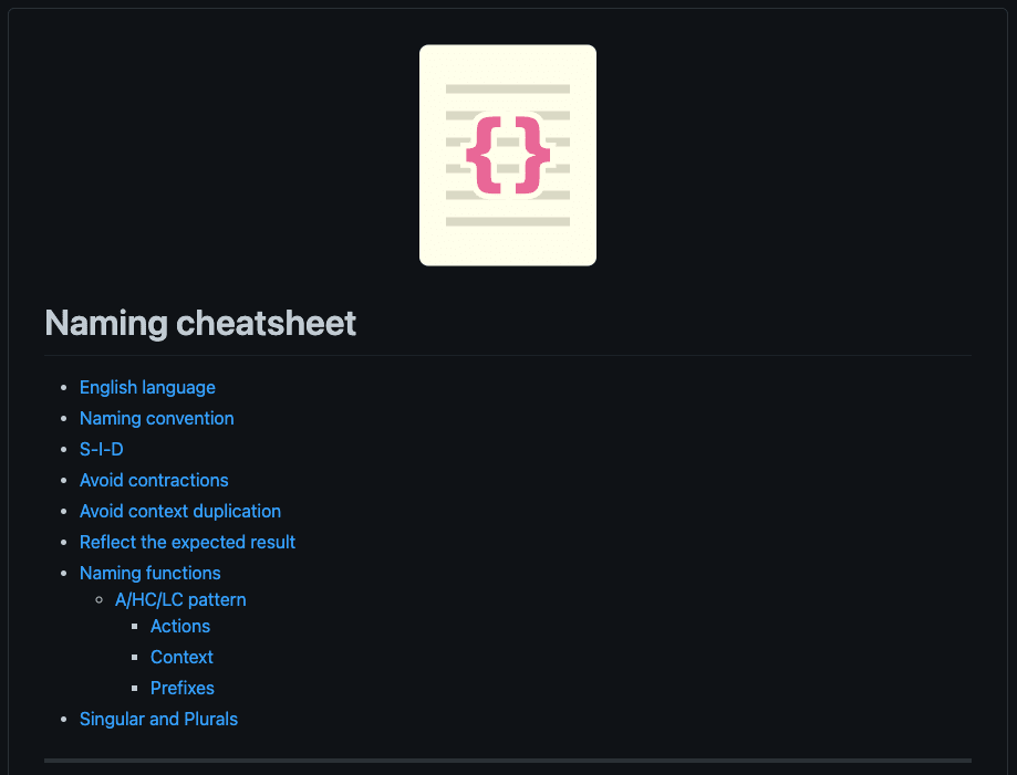 Naming cheatsheet