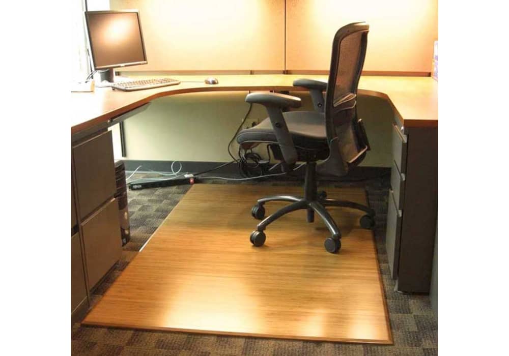 Bamboo Chair Mat For Office Carpet Or Wood Floors Tri Fold