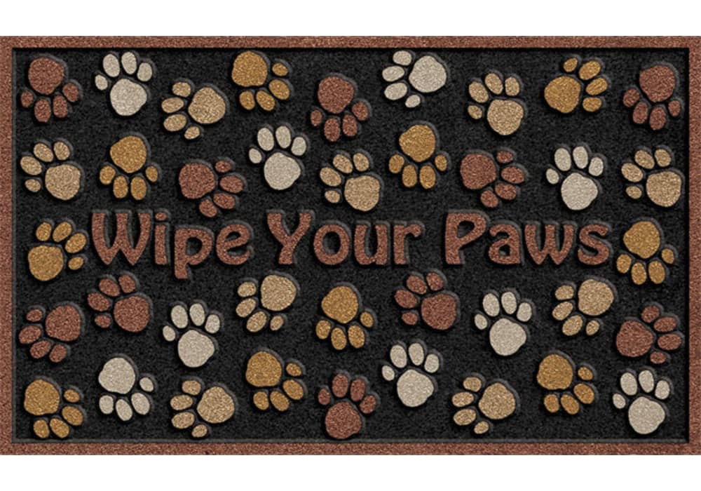 Wipe Your Paws CleanScrape outside rubber doormat with welcome message