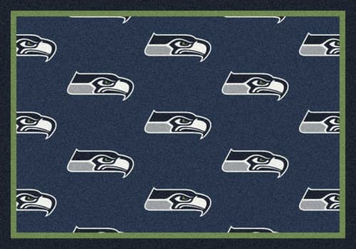 Area Rug With Seattle Seahawks Blue Background Sports Team Logo