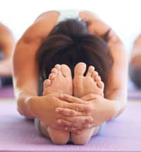 Front view of woman in yoga pose