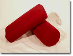 Rectangular Yoga Bolster and Round Yoga Bolster in Red