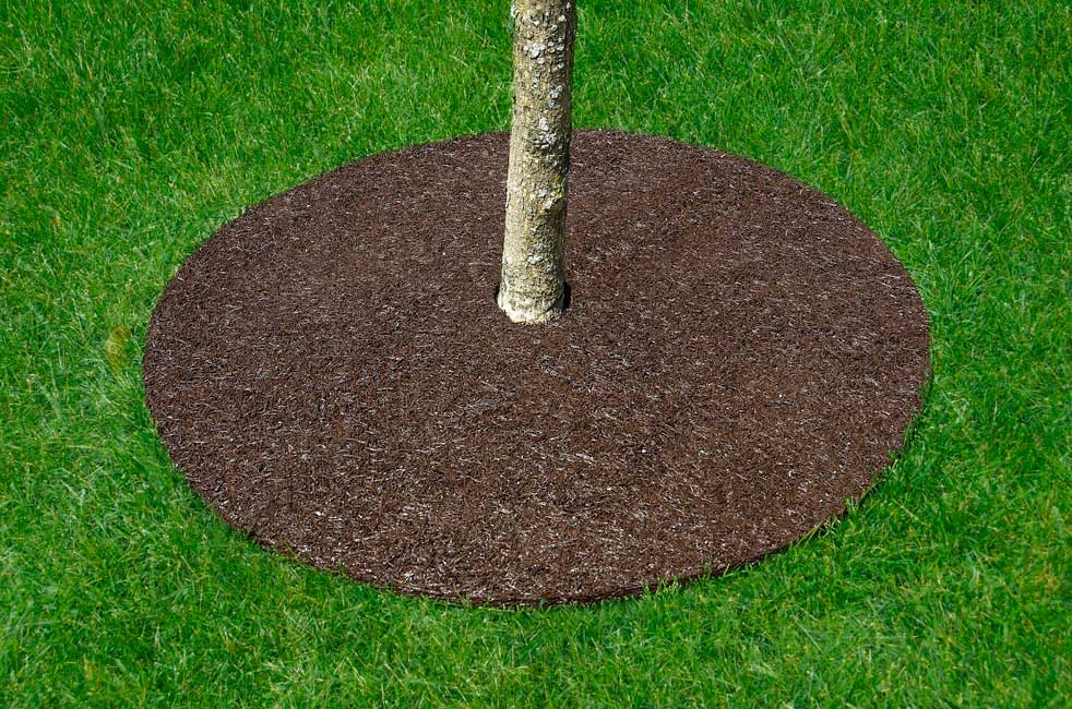 Rubber Tree Rings Instead Of Mulch You Can Mow Right Over It Recycled Rubber Tree Rings