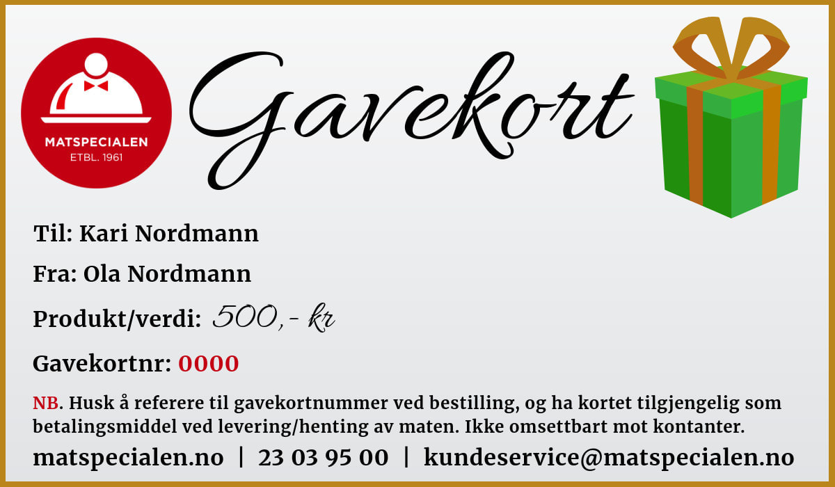 Gavekort fra Matspecialen - den perfekte gaven.
