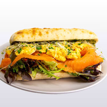 Focaccia med røkt laks