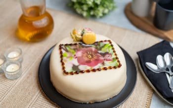 Kake med eget bilde og tekst