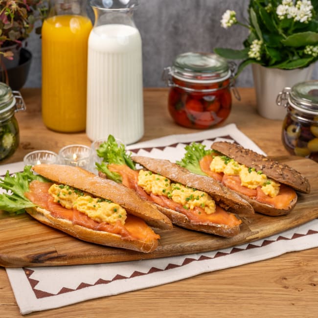 Baguette med røkt laks