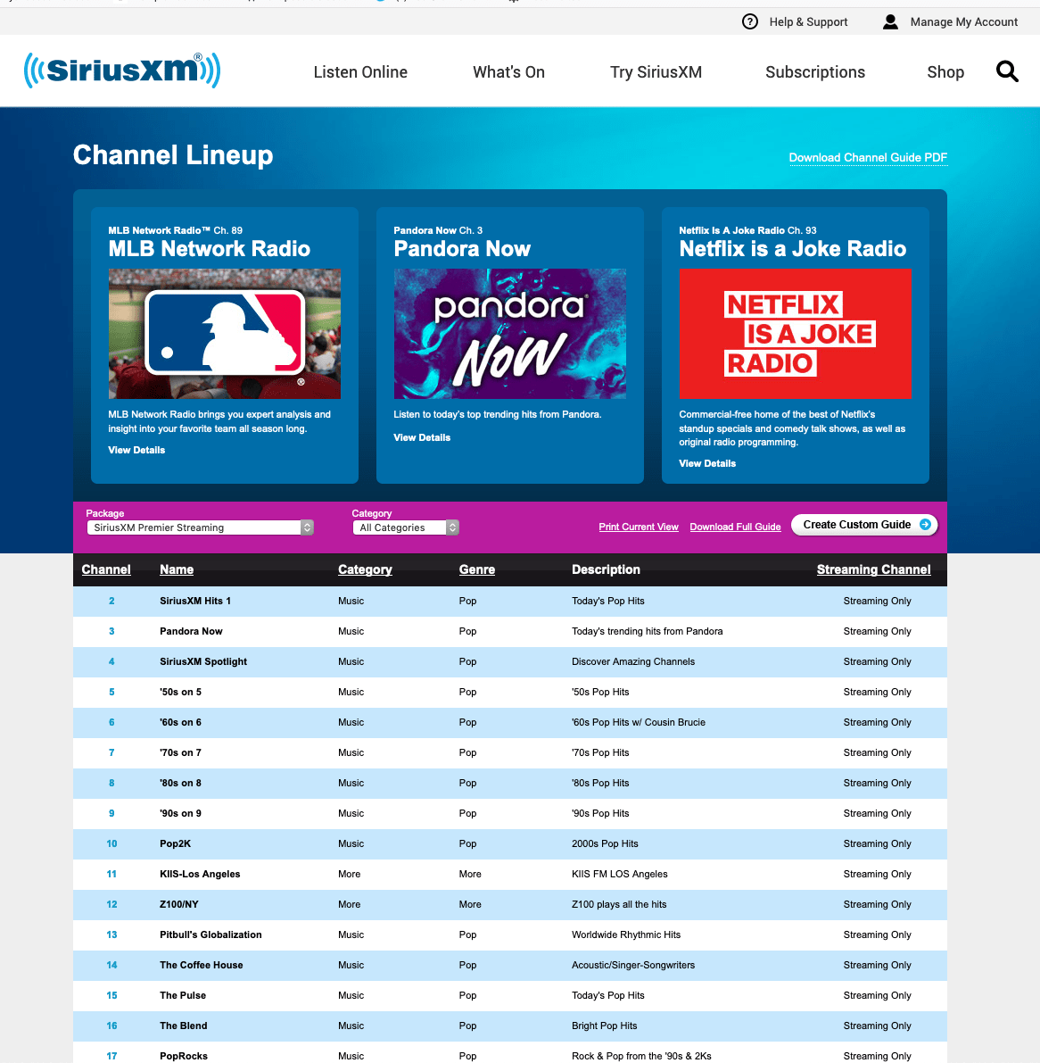 SXM: Channel Guide – Portfolio for Matt Camp