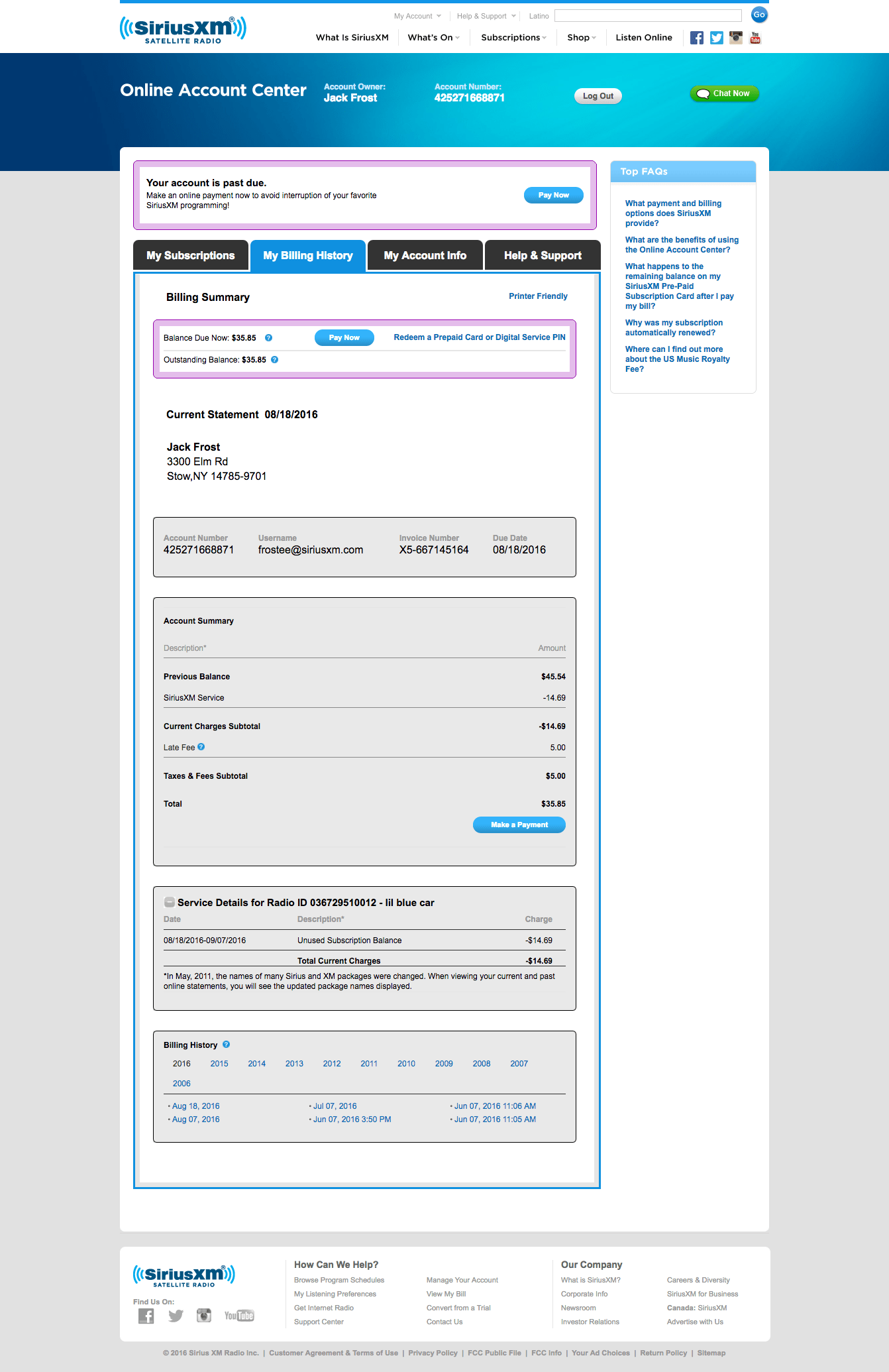 Siriusxm Login Pay Bill
