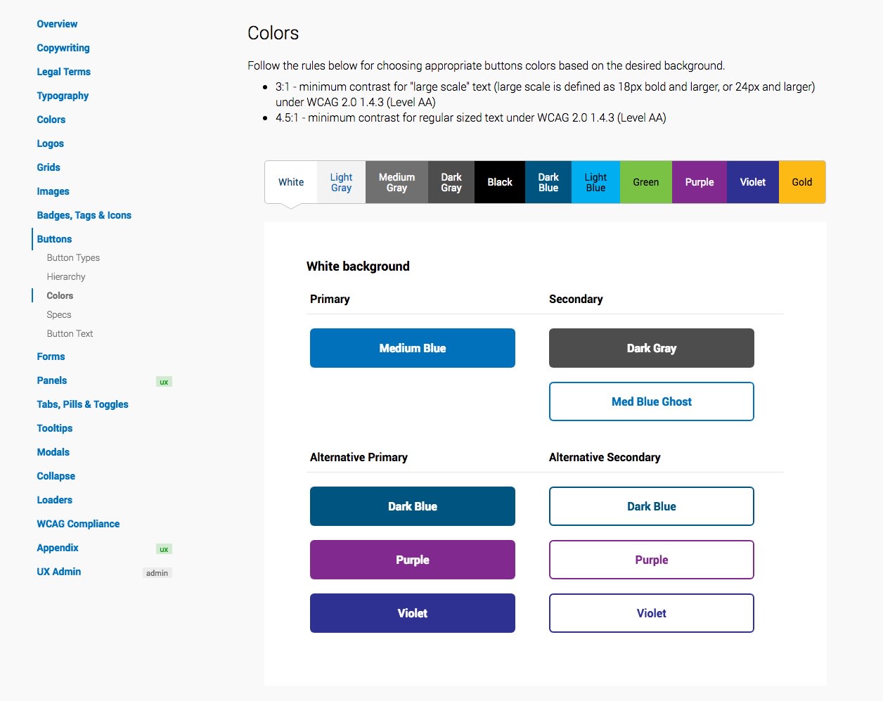 Style Guide Button Detail