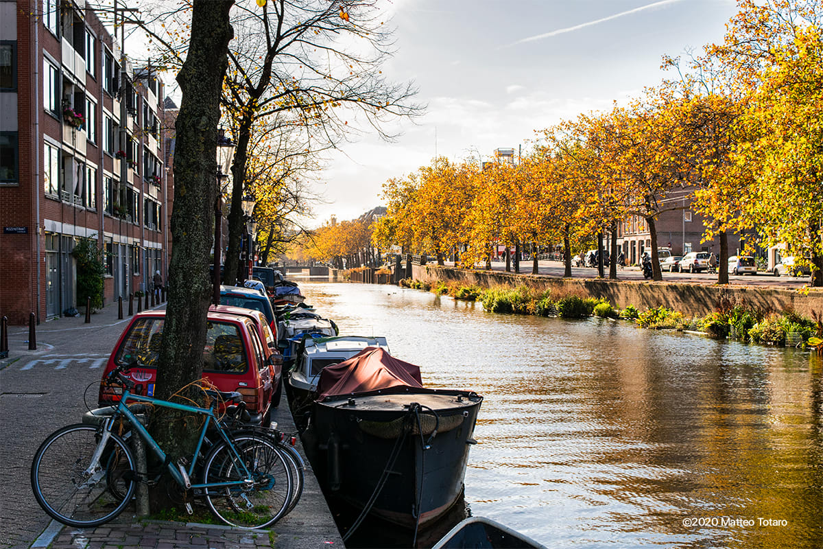 Amsterdam canals in an autumn