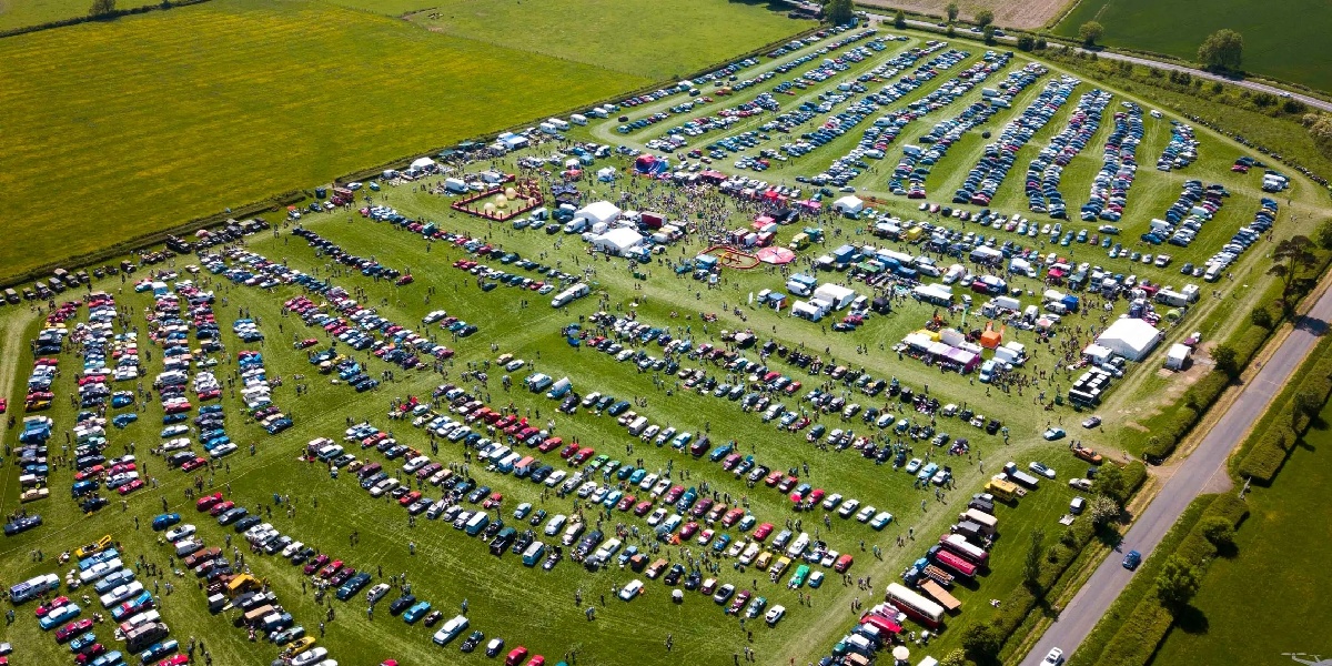 View of the car show from the air