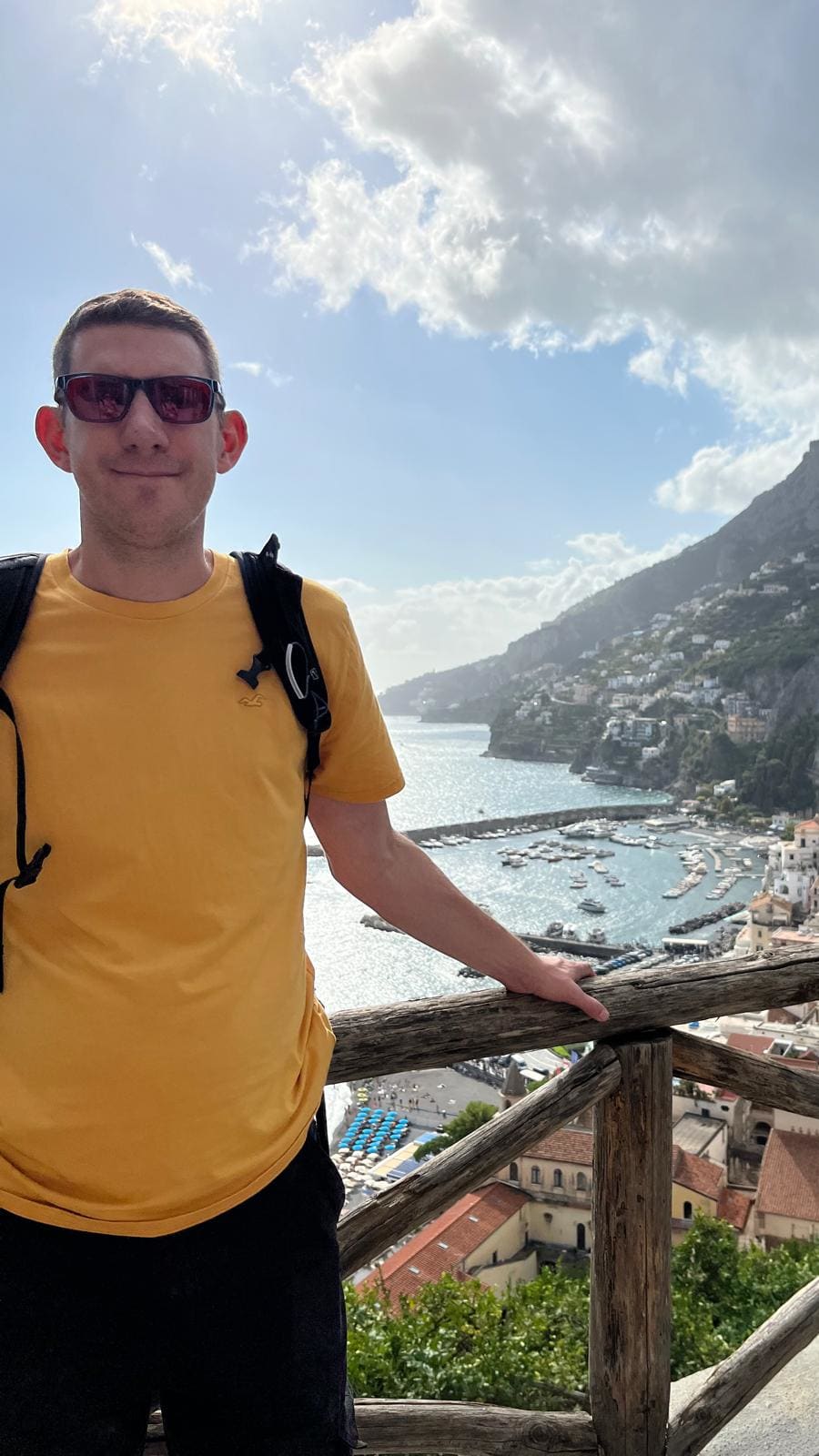 Matt stood overlooking the Amalfi Coast in Italy