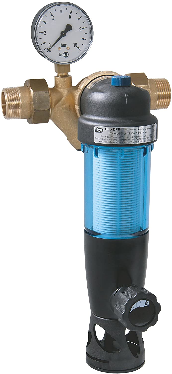 Rückspülfilter mit Druckminderer und Manometer