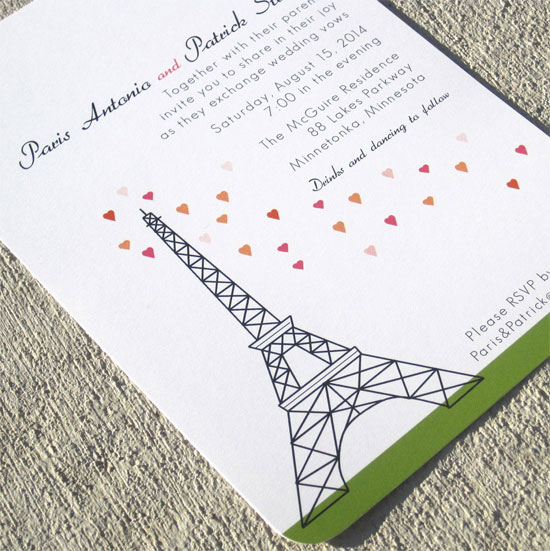 hình ảnh tháp Eiffel vào thiệp cưới