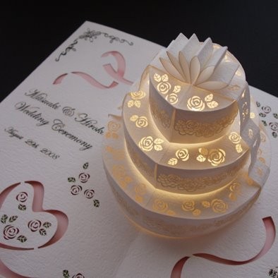 Thiệp pop-up hình bánh cưới độc đáo Mẫu thiệp cưới 3D