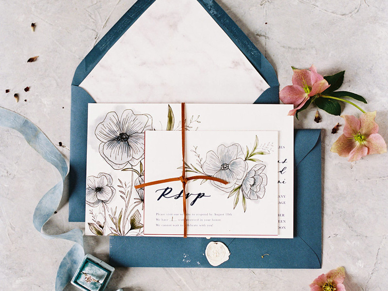 mẫu thiệp cưới hoa cỏ